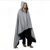 KawaGebo Kamp Fleece Waterproof Outdoor Blanket - Windproof Stadium Blanket for Camping, Picnics, and Sports Stay Dry and Comfortable 80"x 58" - Gray(Hooded)