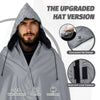 KawaGebo Kamp Fleece Waterproof Outdoor Blanket - Windproof Stadium Blanket for Camping, Picnics, and Sports Stay Dry and Comfortable 80"x 58" - Gray(Hooded)