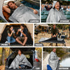 KawaGebo Kamp Fleece Waterproof Outdoor Blanket - Windproof Stadium Blanket for Camping, Picnics, and Sports Stay Dry and Comfortable 80"x 58" - Gray(Hooded)