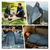 KawaGebo Kamp Outdoor Camping Blanket with Sherpa Lining, Extra Warm Thick Camp Blankets and Puffy Ultralight Soft Poncho DWR Camping Quilt for Cold Weather, Adventure, Sleeping, Backpacking 78"x 56" - Misty Cloud Valley(Hooded)