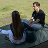 KawaGebo Kamp Camping Blanket Puffy - Outdoor Stadium Blanket Wearable, Lightweight, Packable, Machine Washable Camping Quilt for Traveling, Picnic, Beach, Party 78"x 56" - Green Hill Amidst Smoke