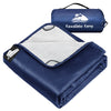 KawaGebo Kamp Fleece Waterproof Outdoor Blanket - Windproof Stadium Blanket for Camping, Picnics, and Sports Stay Dry and Comfortable 80"x 58" - Blue