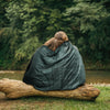 KawaGebo Kamp Camping Blanket with Sherpa Lining – Poncho Quilt, 78"x56" - Forest
