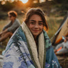 KawaGebo Kamp Camping Blanket with Sherpa Lining – Poncho Quilt, 78"x56" - Mt.rainier park