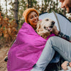 KawaGebo Kamp Outdoor Waterproof Blanket, Foldable Fleece Stadium Blanket for Outdoor Sports Event, Camping, Concerts, Car, Pet, Picnics - Windproof, Wearable, Machine Washable 80" x 58" - Rose Purple