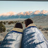 KawaGebo Kamp Outdoor Camping Blanket with Sherpa Lining, Extra Warm Thick Camp Blankets and Puffy Ultralight Soft Poncho DWR Camping Quilt for Cold Weather, Adventure, Sleeping, Backpacking 78"x 56" - Ridge Exploration