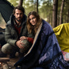 KawaGebo Kamp Outdoor Camping Blanket with Sherpa Lining, Extra Warm Thick Camp Blankets and Puffy Ultralight Soft Poncho DWR Camping Quilt for Cold Weather, Adventure, Sleeping, Backpacking 78"x 56" - Moutain Pine