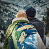 KawaGebo Kamp Outdoor Camping Blanket with Sherpa Lining, Extra Warm Thick Camp Blankets and Puffy Ultralight Soft Poncho DWR Camping Quilt for Cold Weather, Adventure, Sleeping, Backpacking 78"x 56" - Sierra Nevada