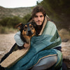 KawaGebo Kamp Camping Blanket with Sherpa Lining – Poncho Quilt, 78"x56" - Green Cactus