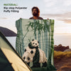KawaGebo Kamp Camping Blanket Puffy - Outdoor Stadium Blanket Wearable, Lightweight, Packable, Machine Washable Camping Quilt for Traveling, Picnic, Beach, Party 78"x 56" - Cute Panda