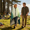 Outdoor Camping Blanket - Puffy Camping Blanket Packable,Sherpa Fleece Warm Blanket for Camping, Outdoors, Travel, Stadium, Festivals, Beach, Hammock 56"x 78" Machine Washable, DWR, Lightweight - Green Mountain Silhouette