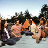 KawaGebo Kamp Fleece Waterproof Outdoor Blanket - Windproof Stadium Blanket for Camping, Picnics, and Sports Stay Dry and Comfortable 80"x 58" - Blue(Hooded)