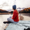 KawaGebo Kamp Sherpa Warm Outdoor Camping Blanket - Waterproof Stadium Blanket for Cold Weather, Camp, Sports Mom and Concert - Camping Quilt 80" X 58" - Black