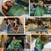 KawaGebo Kamp Fleece Waterproof Outdoor Blanket - Windproof Stadium Blanket for Camping, Picnics, and Sports Stay Dry and Comfortable 80"x 58" - Green(Hooded)