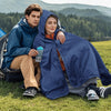 KawaGebo Kamp Fleece Waterproof Outdoor Blanket - Windproof Stadium Blanket for Camping, Picnics, and Sports Stay Dry and Comfortable 80"x 58" - Blue(Hooded)