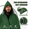 KawaGebo Kamp Fleece Waterproof Outdoor Blanket - Windproof Stadium Blanket for Camping, Picnics, and Sports Stay Dry and Comfortable 80"x 58" - Green(Hooded)