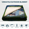 KawaGebo Kamp Outdoor Camping Blanket with Sherpa Lining, Extra Warm Thick Camp Blankets and Puffy Ultralight Soft Poncho DWR Camping Quilt for Cold Weather, Adventure, Sleeping, Backpacking 78"x 56" - Rocky Deer Language