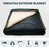 KawaGebo Kamp Camping Blanket with Sherpa Lining – Poncho Quilt, 78"x56" - Deer Forest