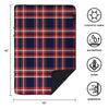 KawaGebo Kamp Waterproof Outdoor Blanket, Extra Thick Fleece Windproof Stadium Blanket 80" x 58" - Red Check