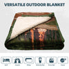 KawaGebo Kamp Camping Blanket with Sherpa Lining – Poncho Quilt, 78"x56" - Jungle Hiking