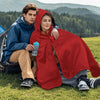 KawaGebo Kamp Fleece Waterproof Outdoor Blanket - Windproof Stadium Blanket for Camping, Picnics, and Sports Stay Dry and Comfortable 80"x 58" - Red(Hooded)