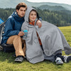 KawaGebo Kamp Fleece Waterproof Outdoor Blanket - Windproof Stadium Blanket for Camping, Picnics, and Sports Stay Dry and Comfortable 80"x 58" - Gray(Hooded)