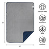 KawaGebo Kamp Outdoor Waterproof Blanket, Foldable Fleece Stadium Blanket for Outdoor Sports Event, Camping, Concerts, Car, Pet, Picnics - Windproof, Wearable, Machine Washable 80" x 58" - Blue