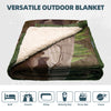 KawaGebo Kamp Outdoor Camping Blanket with Sherpa Lining, Extra Warm Thick Camp Blankets and Puffy Ultralight Soft Poncho DWR Camping Quilt for Cold Weather, Adventure, Sleeping, Backpacking 78"x 56" - Staring Bear