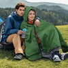 KawaGebo Kamp Fleece Waterproof Outdoor Blanket - Windproof Stadium Blanket for Camping, Picnics, and Sports Stay Dry and Comfortable 80"x 58" - Green(Hooded)