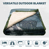 KawaGebo Kamp Camping Blanket with Sherpa Lining – Poncho Quilt, 78"x56" - Fierce Wolf