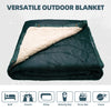 KawaGebo Kamp Camping Blanket with Sherpa Lining – Poncho Quilt, 78"x56" - Forest