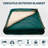 Outdoor Camping Blanket - Puffy Camping Blanket Packable,Sherpa Fleece Warm Blanket for Camping, Outdoors, Travel, Stadium, Festivals, Beach, Hammock 56"x 78" Machine Washable, DWR, Lightweight - Green Mountain Silhouette