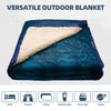 Outdoor Camping Blanket - Puffy Camping Blanket Packable,Sherpa Fleece Warm Blanket for Camping, Outdoors, Travel, Stadium, Festivals, Beach, Hammock 56"x 78" Machine Washable, DWR, Lightweight - Blue Mountain Silhouette
