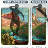 KawaGebo Kamp Outdoor Camping Blanket with Sherpa Lining, Extra Warm Thick Camp Blankets and Puffy Ultralight Soft Poncho DWR Camping Quilt for Cold Weather, Adventure, Sleeping, Backpacking 78"x 56" - Land of Red Rocks