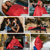 KawaGebo Kamp Fleece Waterproof Outdoor Blanket - Windproof Stadium Blanket for Camping, Picnics, and Sports Stay Dry and Comfortable 80"x 58" - Red(Hooded)