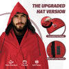 KawaGebo Kamp Fleece Waterproof Outdoor Blanket - Windproof Stadium Blanket for Camping, Picnics, and Sports Stay Dry and Comfortable 80"x 58" - Red(Hooded)