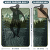 KawaGebo Kamp Camping Blanket with Sherpa Lining – Poncho Quilt, 78"x56" - Deer Forest