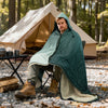 KawaGebo Kamp Outdoor Camping Blanket with Sherpa Lining, Extra Warm Thick Camp Blankets and Puffy Ultralight Soft Poncho DWR Camping Quilt for Cold Weather, Adventure, Sleeping, Backpacking 78"x 56" - Forest(Hooded)