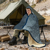 KawaGebo Kamp Outdoor Camping Blanket with Sherpa Lining, Extra Warm Thick Camp Blankets and Puffy Ultralight Soft Poncho DWR Camping Quilt for Cold Weather, Adventure, Sleeping, Backpacking 78"x 56" - Misty Cloud Valley(Hooded)