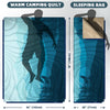 Outdoor Camping Blanket - Puffy Camping Blanket Packable,Sherpa Fleece Warm Blanket for Camping, Outdoors, Travel, Stadium, Festivals, Beach, Hammock 56"x 78" Machine Washable, DWR, Lightweight - Blue Mountain Silhouette