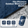 KawaGebo Kamp Sherpa Warm Outdoor Camping Blanket - Waterproof Stadium Blanket for Cold Weather, Camp, Sports Mom and Concert - Camping Quilt 80" X 58" - Blue