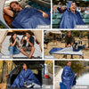 KawaGebo Kamp Fleece Waterproof Outdoor Blanket - Windproof Stadium Blanket for Camping, Picnics, and Sports Stay Dry and Comfortable 80"x 58" - Blue(Hooded)
