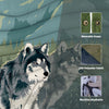 KawaGebo Kamp Camping Blanket with Sherpa Lining – Poncho Quilt, 78"x56" - Fierce Wolf