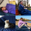 KawaGebo Kamp Outdoor Waterproof Blanket, Foldable Fleece Stadium Blanket for Outdoor Sports Event, Camping, Concerts, Car, Pet, Picnics - Windproof, Wearable, Machine Washable 80" x 58" - Jungle Green