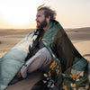 KawaGebo Kamp Camping Blanket Puffy - Outdoor Stadium Blanket Wearable, Lightweight, Packable, Machine Washable Camping Quilt for Traveling, Picnic, Beach, Party 78"x 56" - Bears & Flowers