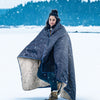 KawaGebo Kamp Sherpa Warm Outdoor Camping Blanket - Waterproof Stadium Blanket for Cold Weather, Camp, Sports Mom and Concert - Camping Quilt 80" X 58" - Blue