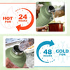 KawaGebo Kamp Half Gallon Water Bottle with Straw - 64 oz Stainless Steel Insulated Water Jug, Sport Bottle with 3 BPA Free Lids, Paracord Handle, Strap, Molle System for Outdoor Gym Hiking - Green