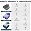 KawaGebo Kamp Sherpa Warm Outdoor Camping Blanket - Waterproof Stadium Blanket for Cold Weather, Camp, Sports Mom and Concert - Camping Quilt 80" X 58" - Blue