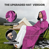 KawaGebo Kamp Large Outdoor Waterproof Blanket Extra Thick Fleece Stadium Blanket for Camping, Car, Pet, Picnics - Windproof, Wearable, Machine Washable 80" x 58" - Rose Purple(Hooded)
