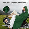 KawaGebo Kamp Large Outdoor Waterproof Blanket Extra Thick Fleece Stadium Blanket for Camping, Car, Pet, Picnics - Windproof, Wearable, Machine Washable 80" x 58" - Green(Hooded)